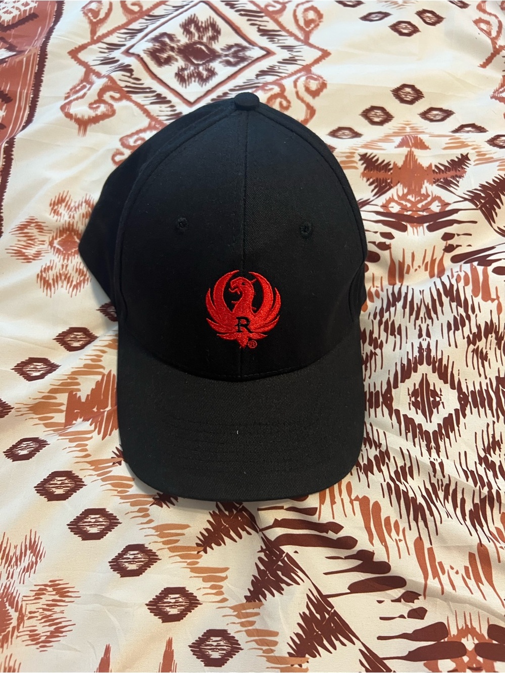 Black Baseball Cap with Red Embroidered Ruger Logo
